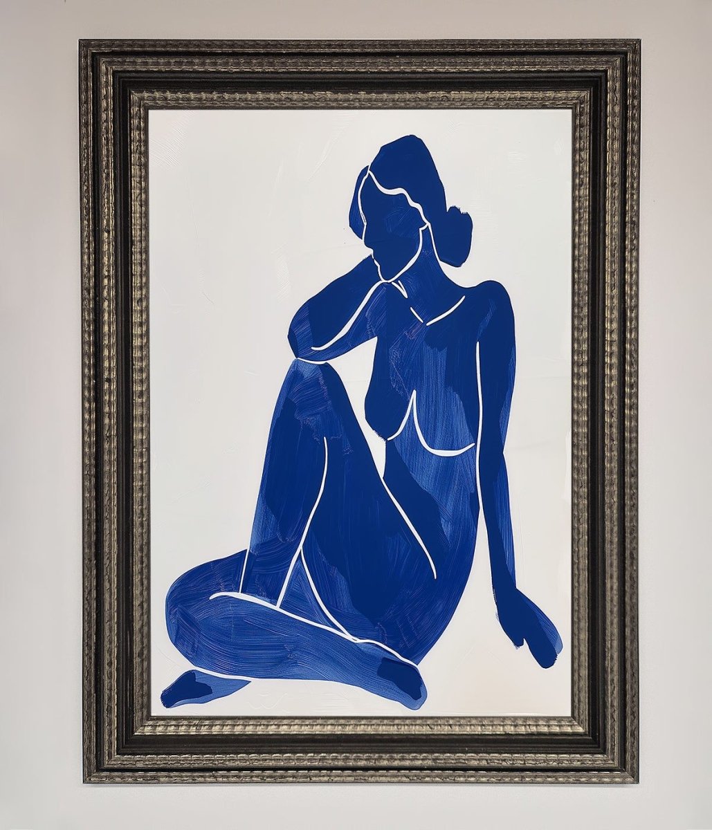 Blue Woman Pose Matisse Style Framed Print-17