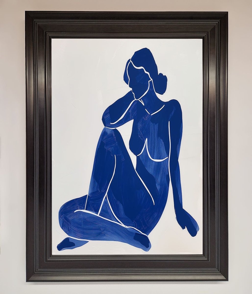 Blue Woman Pose Matisse Style Framed Print-6
