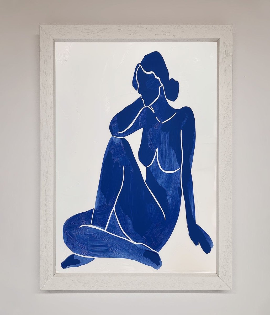 Blue Woman Pose Matisse Style Framed Print-2