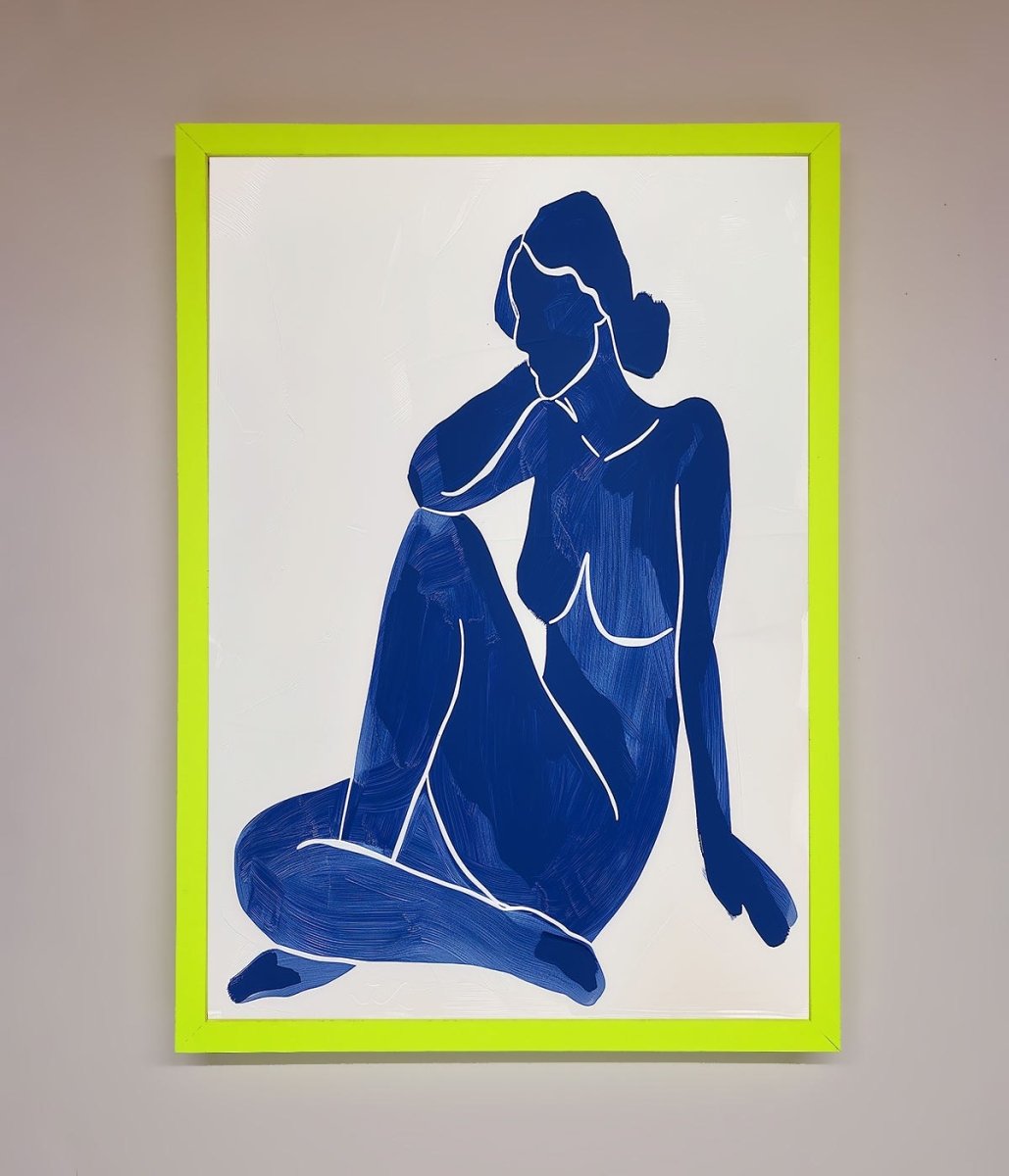 Blue Woman Pose Matisse Style Framed Print-12