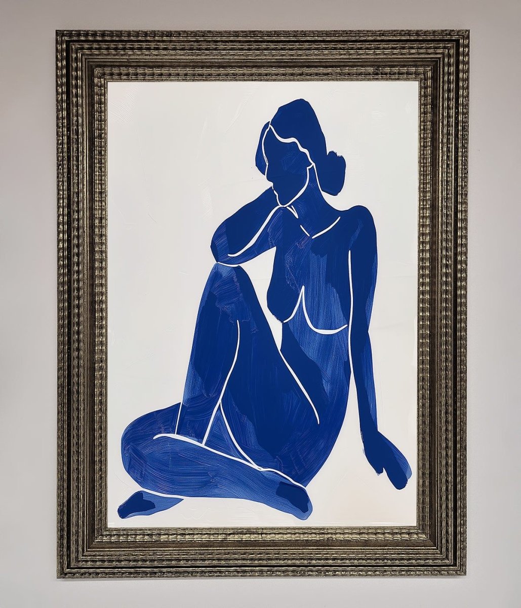 Blue Woman Pose Matisse Style Framed Print-16