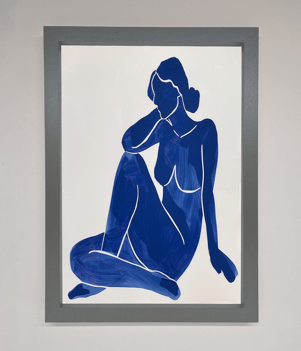 Blue Woman Pose Matisse Style Framed Print-3