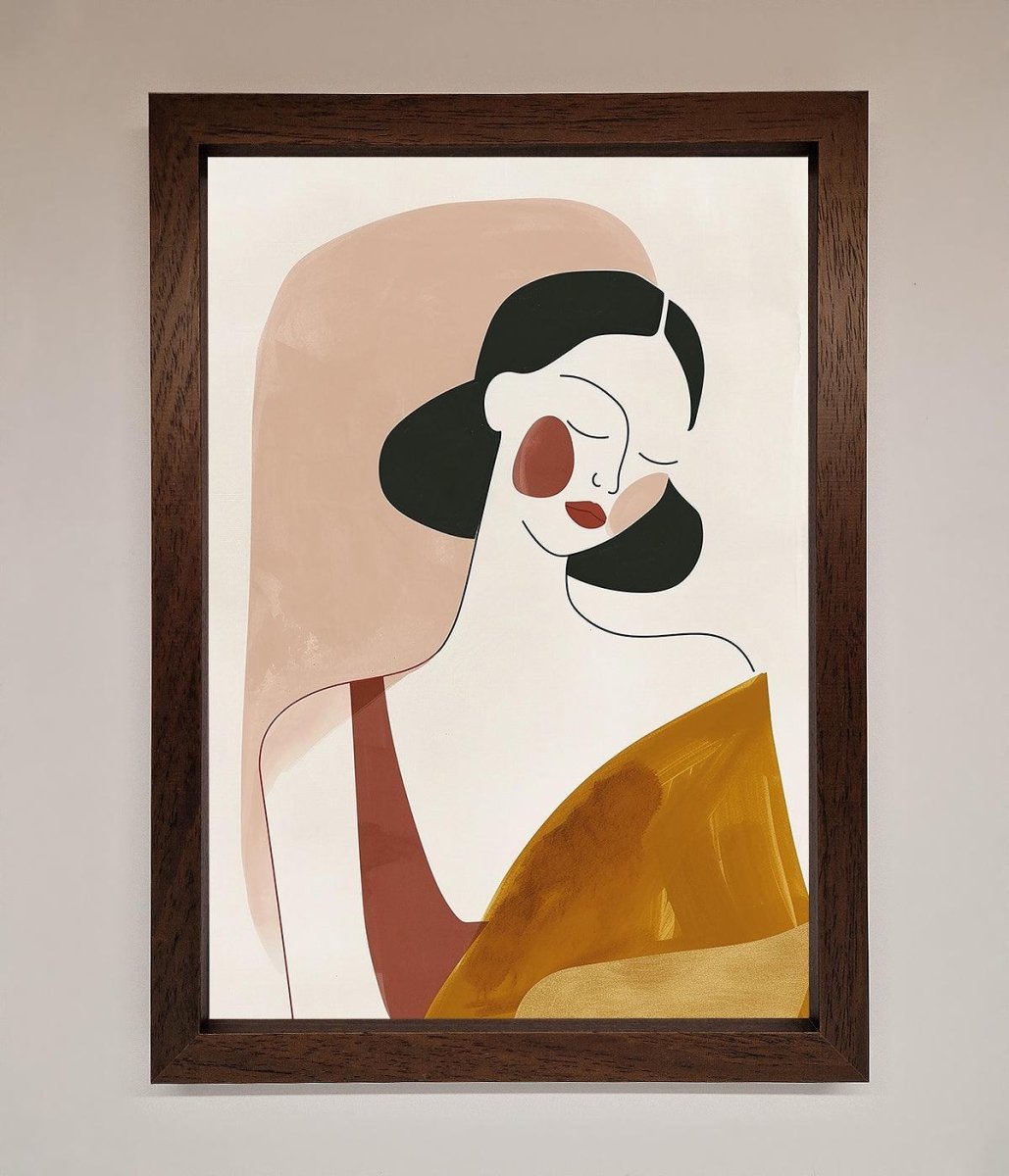 Browns Line Drawing Woman Framed Print-0