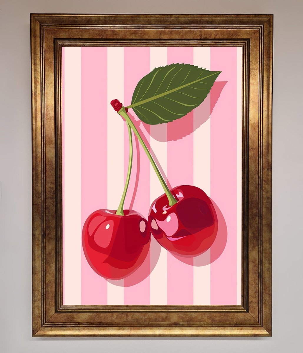 Cherries On Stripes Framed Print-7