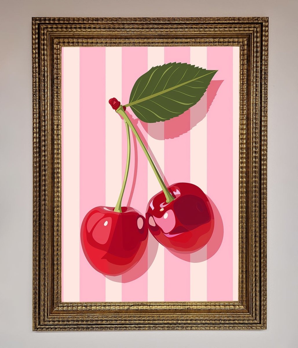 Cherries On Stripes Framed Print-15
