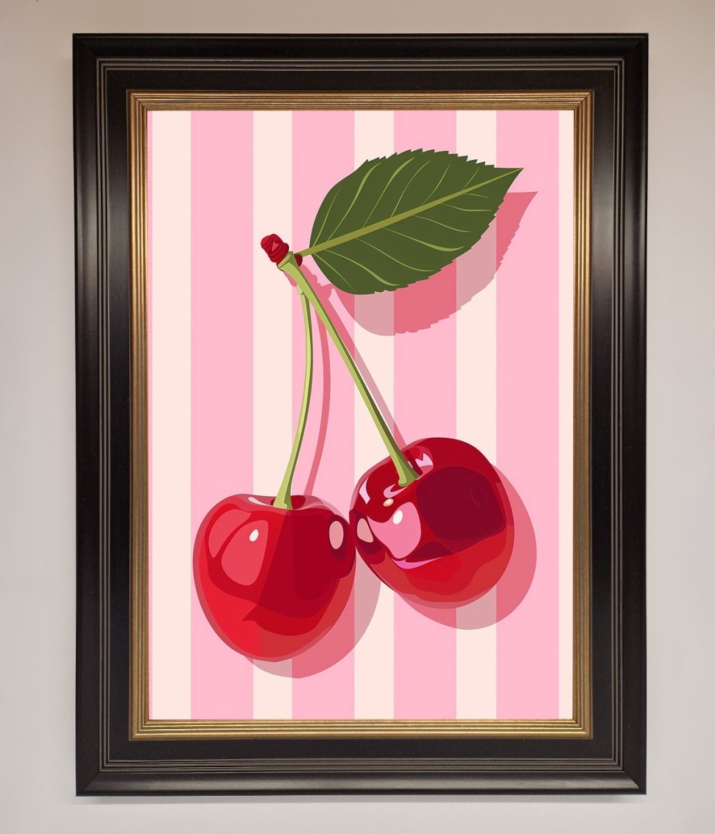 Cherries On Stripes Framed Print-9