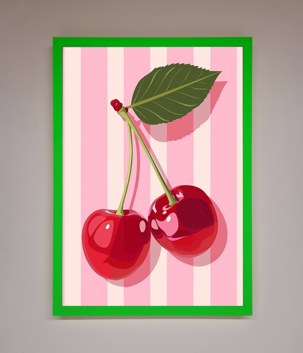 Cherries On Stripes Framed Print-12
