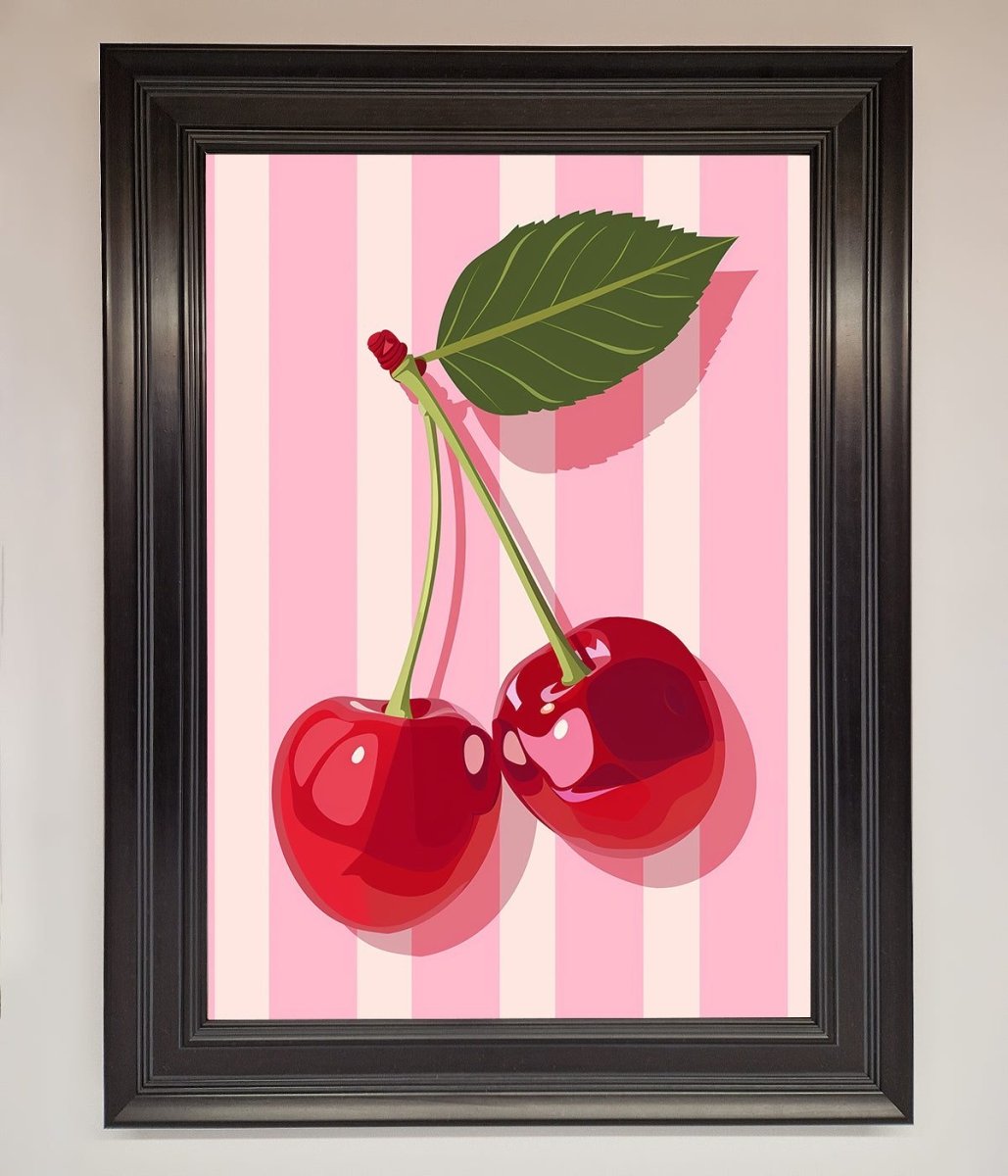 Cherries On Stripes Framed Print-6