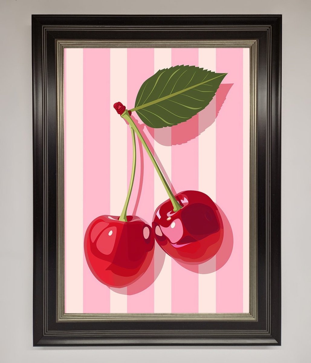 Cherries On Stripes Framed Print-8