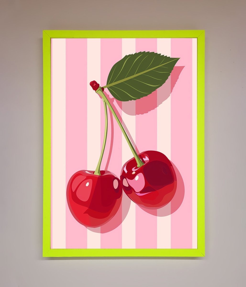 Cherries On Stripes Framed Print-13