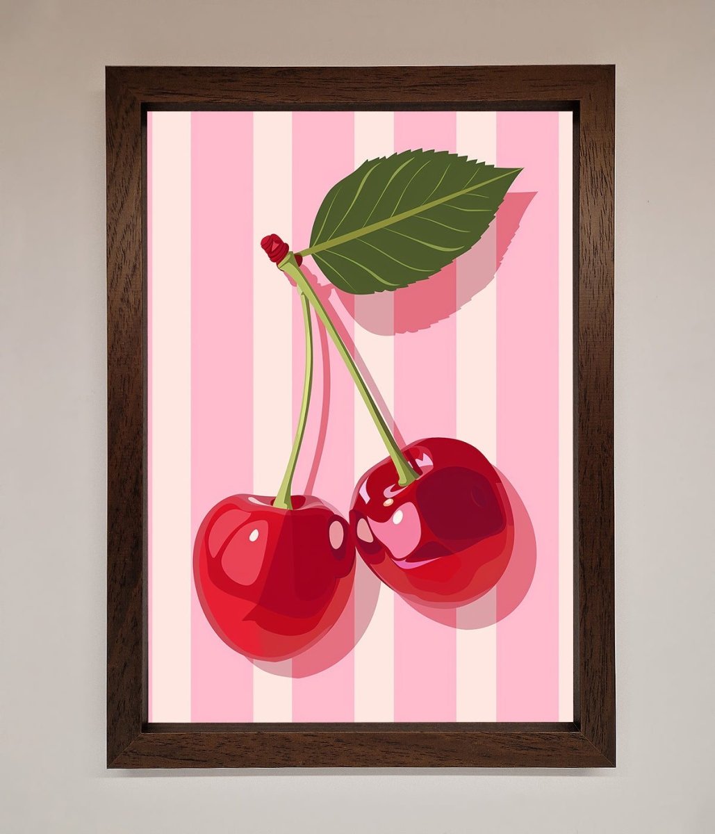 Cherries On Stripes Framed Print-10