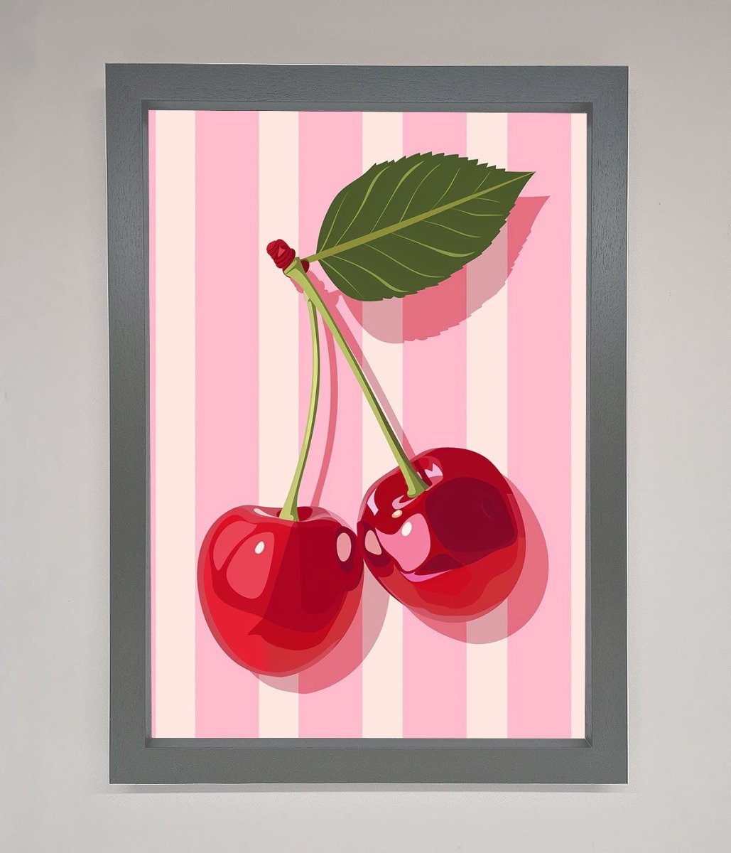 Cherries On Stripes Framed Print-4