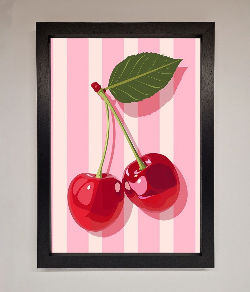 Cherries On Stripes Framed Print-1