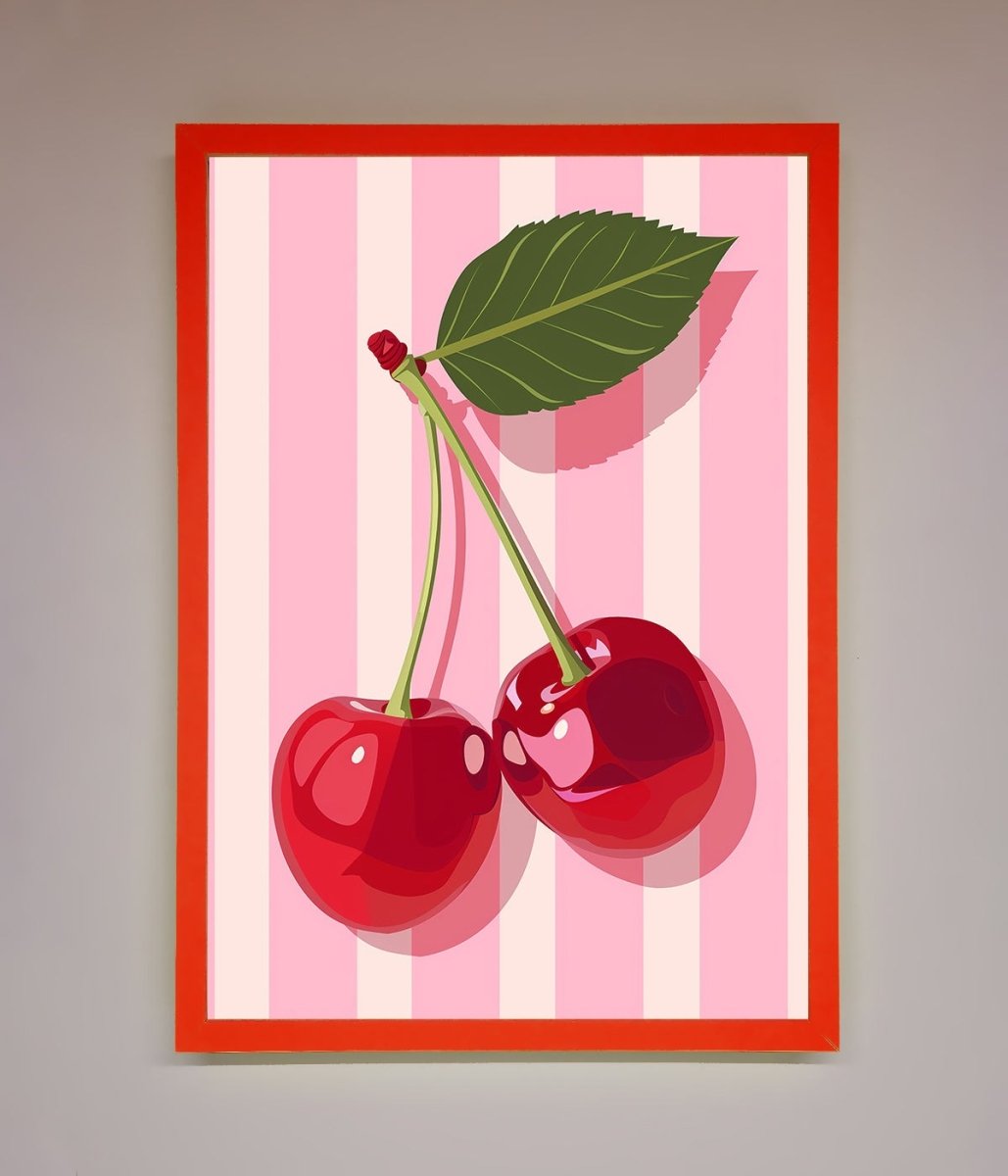 Cherries On Stripes Framed Print-14