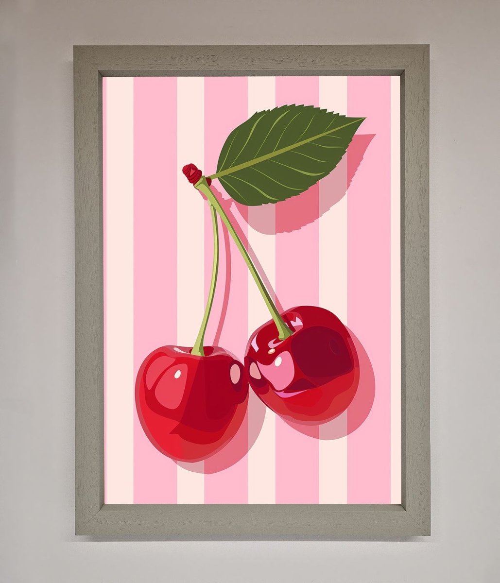 Cherries On Stripes Framed Print-3