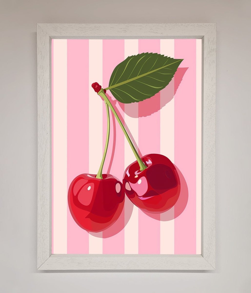 Cherries On Stripes Framed Print-2