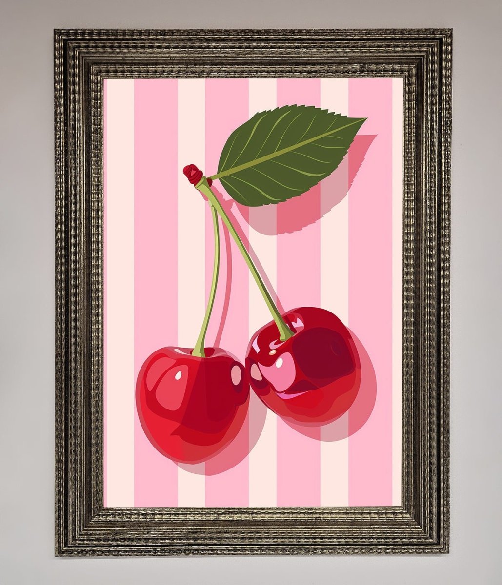 Cherries On Stripes Framed Print-16