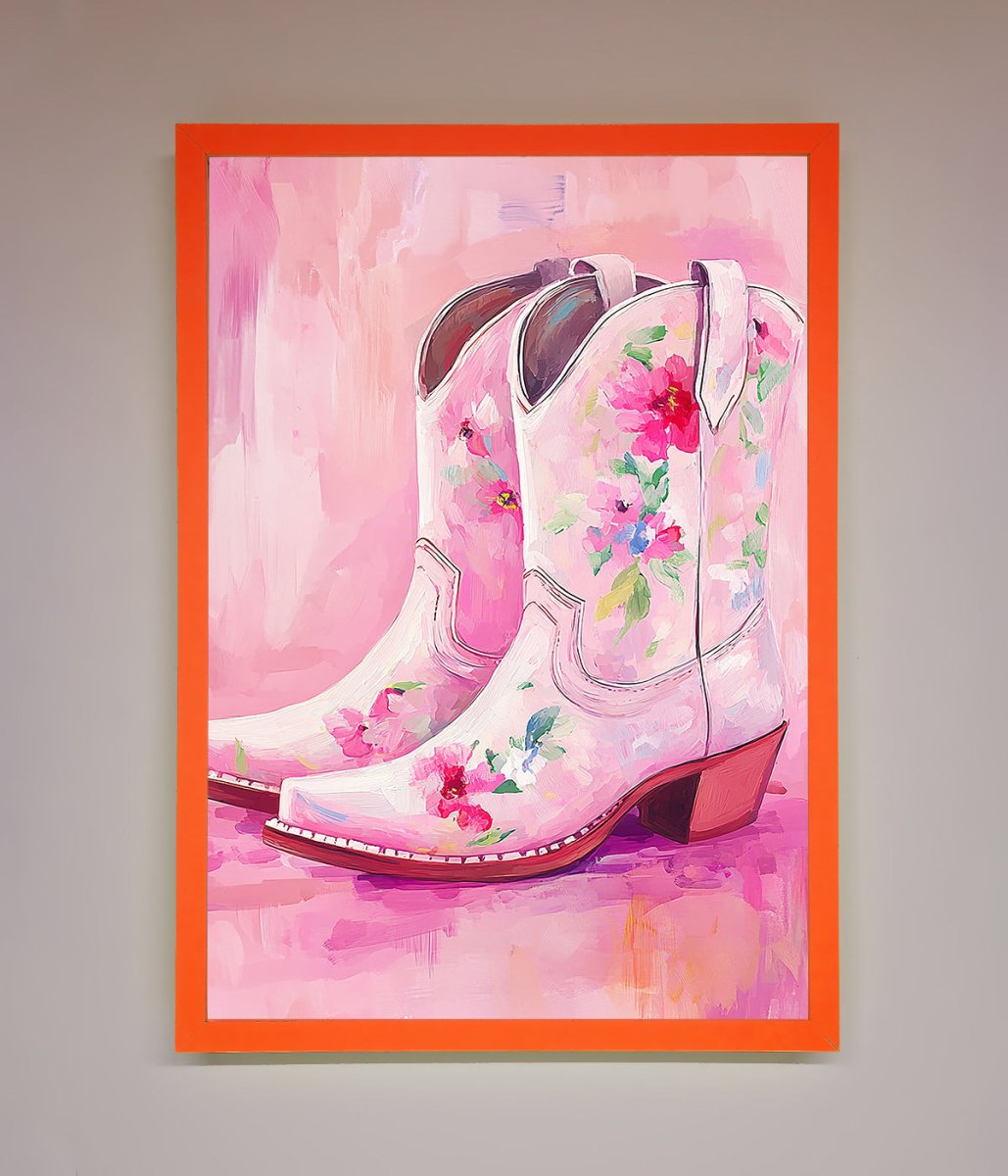 Floral Cowboy Boots Framed Poster-6