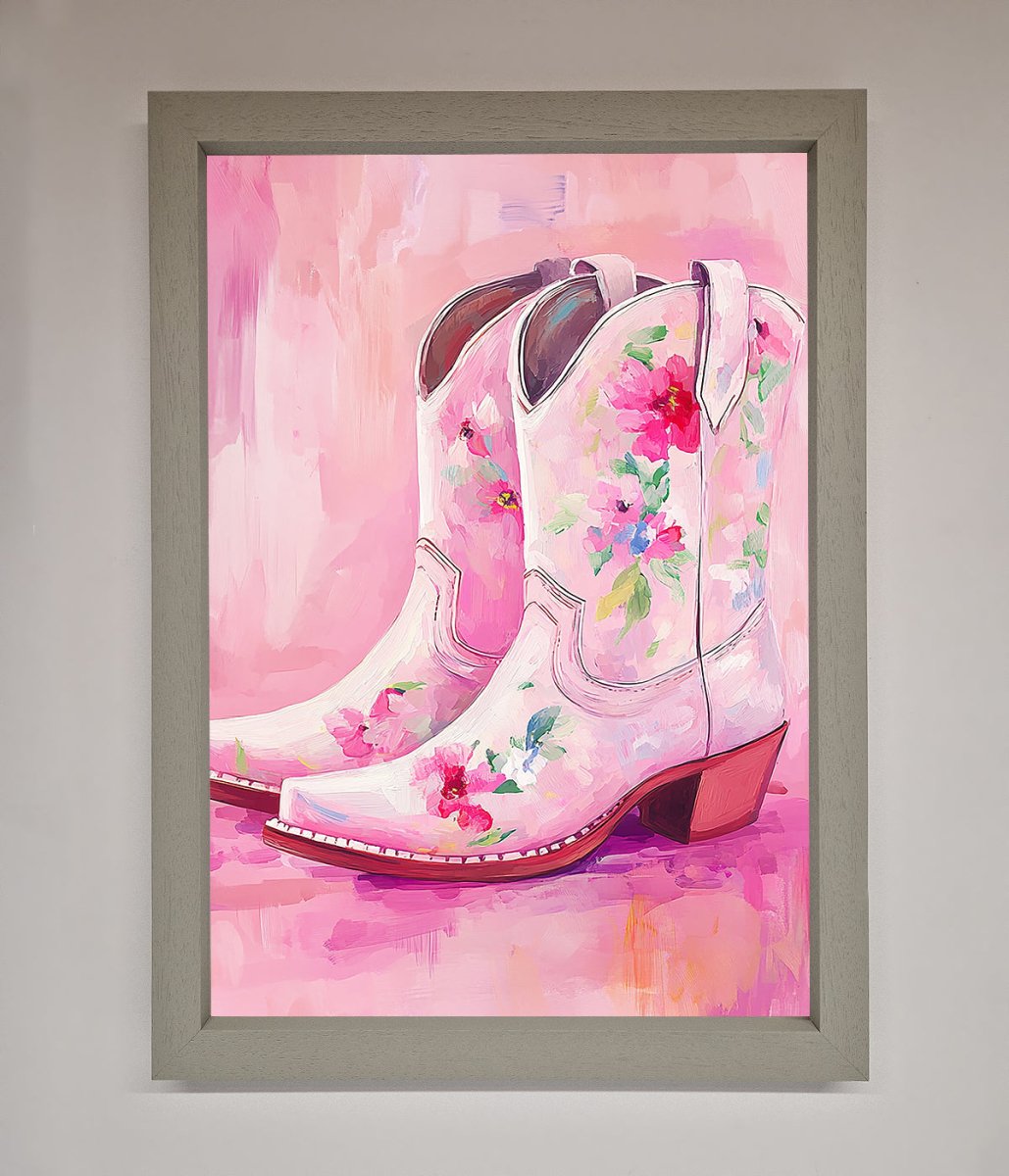 Floral Cowboy Boots Framed Poster-2