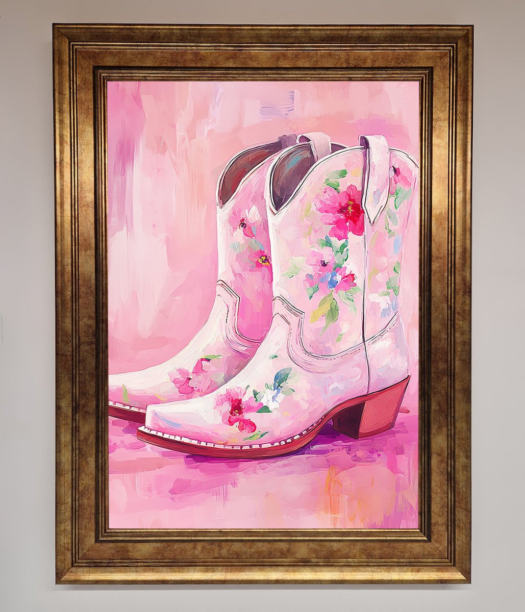 Floral Cowboy Boots Framed Poster-13