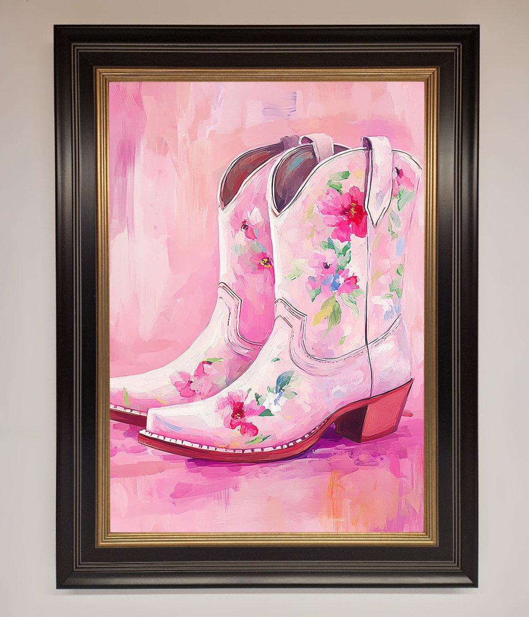 Floral Cowboy Boots Framed Poster-18