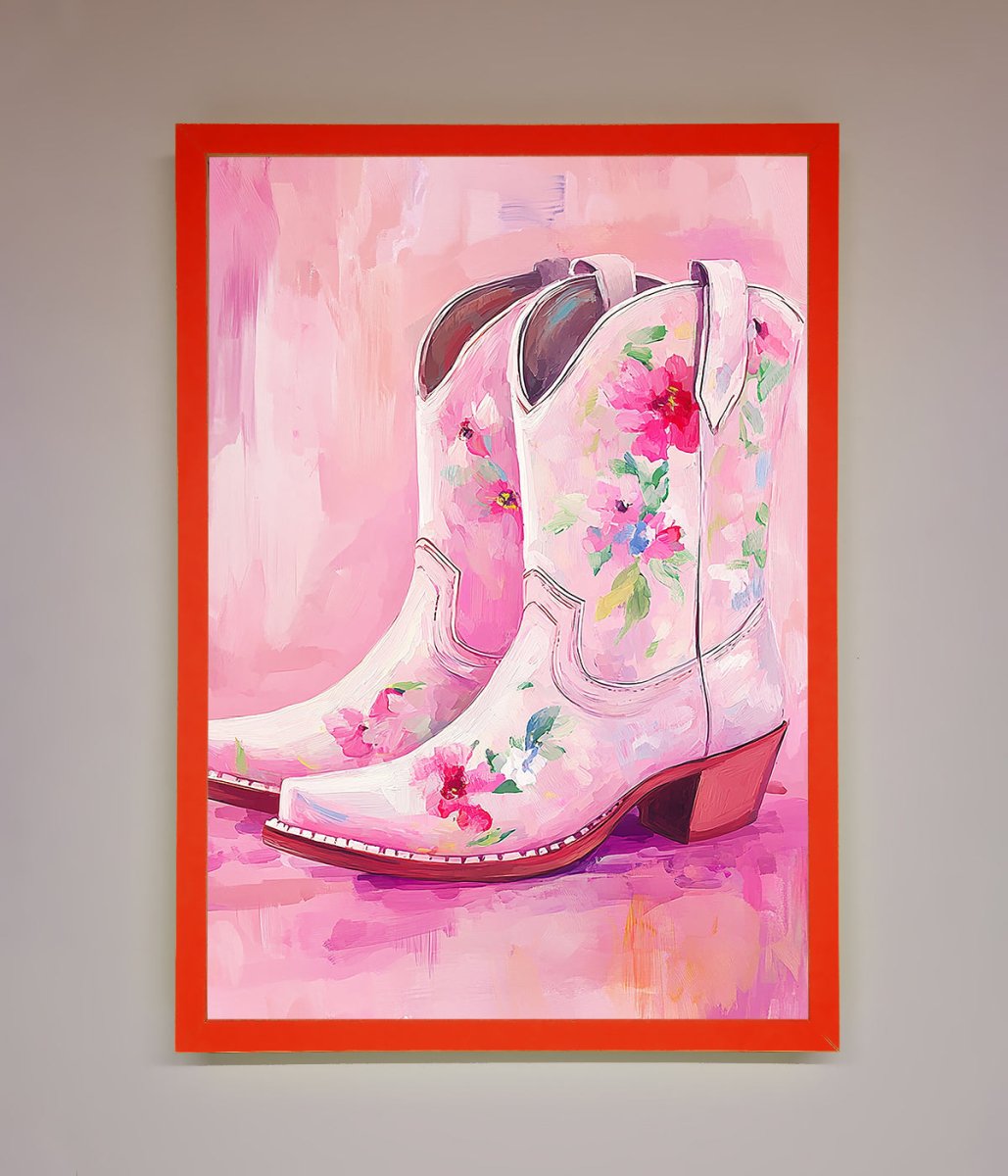 Floral Cowboy Boots Framed Poster-7