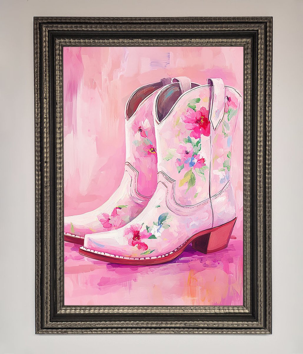 Floral Cowboy Boots Framed Poster-14