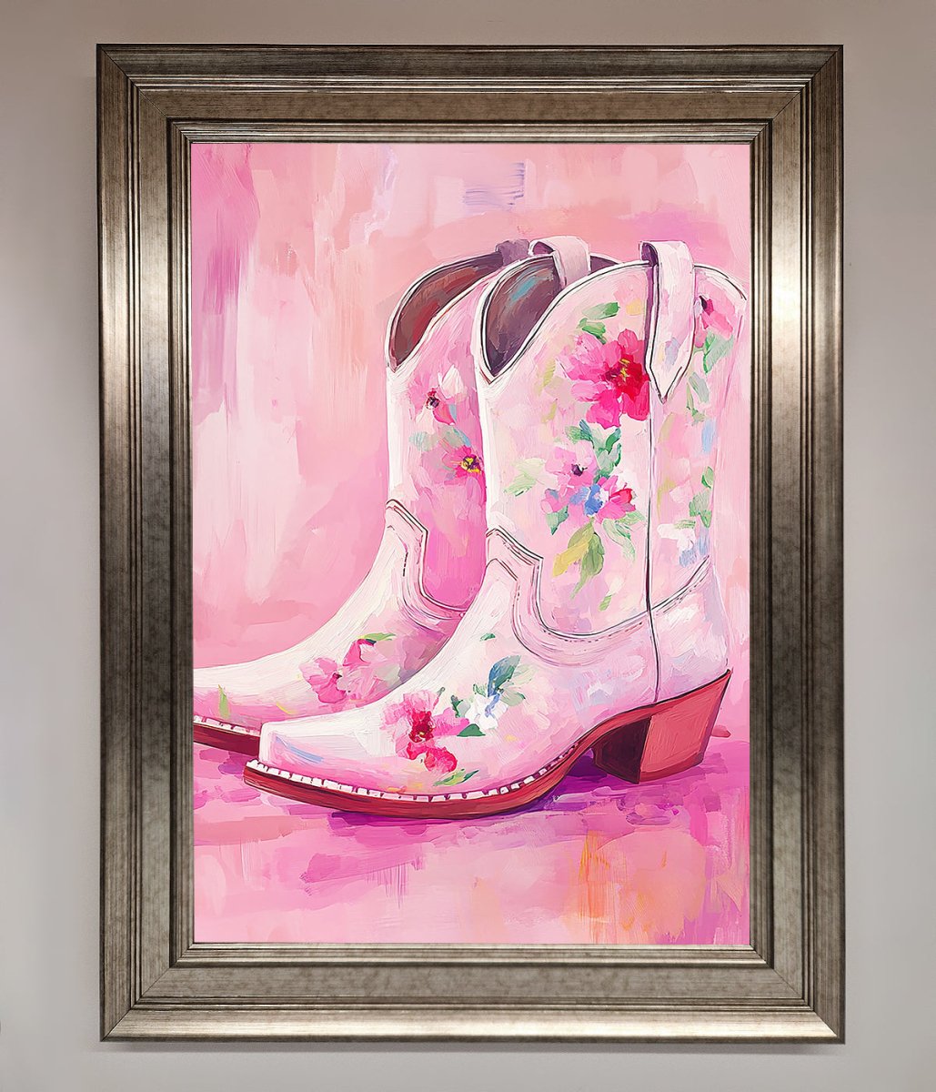 Floral Cowboy Boots Framed Poster-15