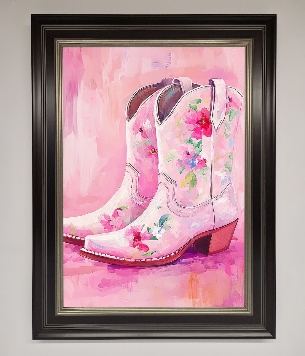 Floral Cowboy Boots Framed Poster-17