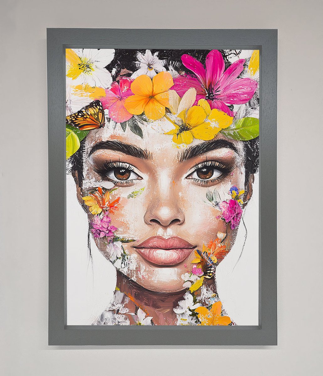 Floral Woman Face Framed Print-4