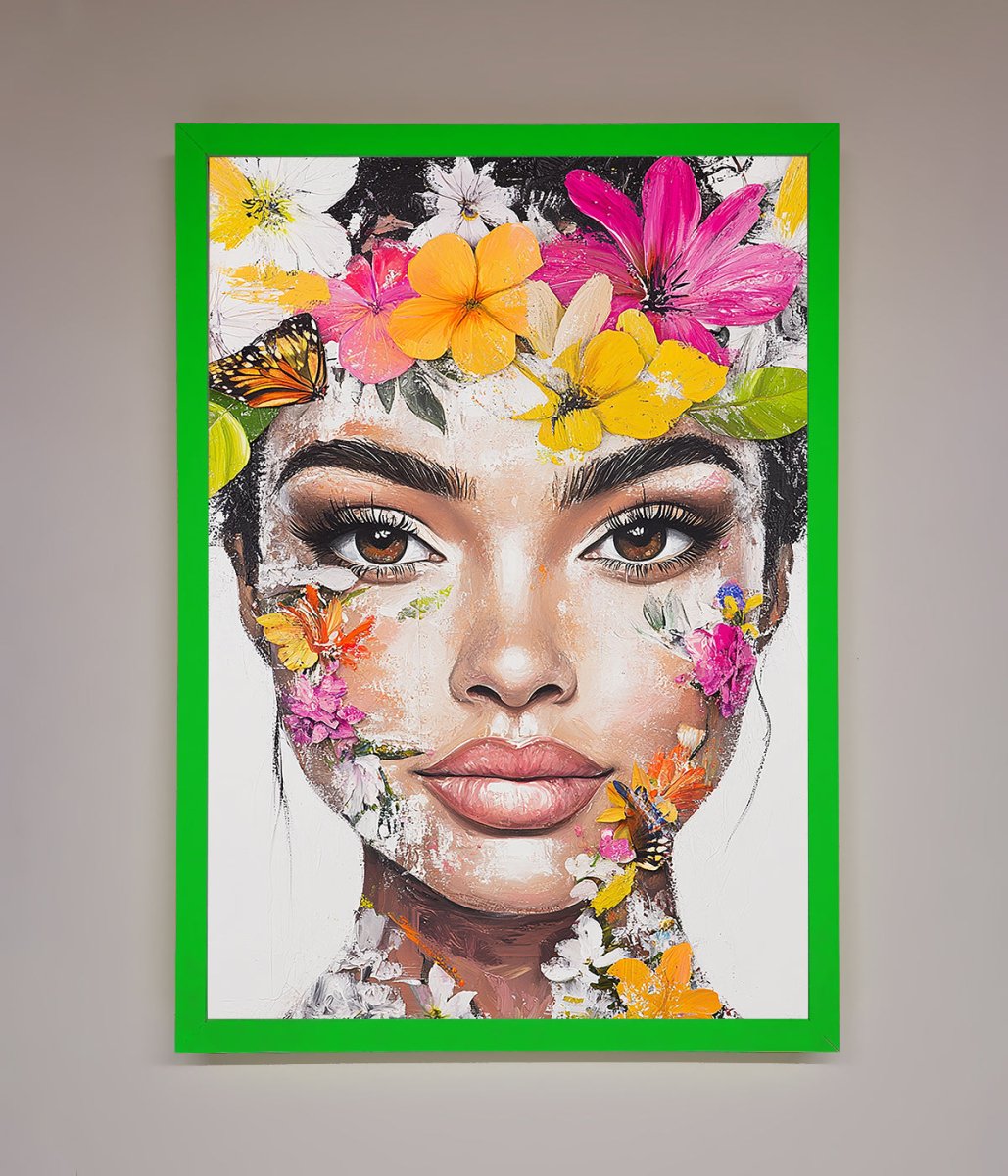 Floral Woman Face Framed Print-11