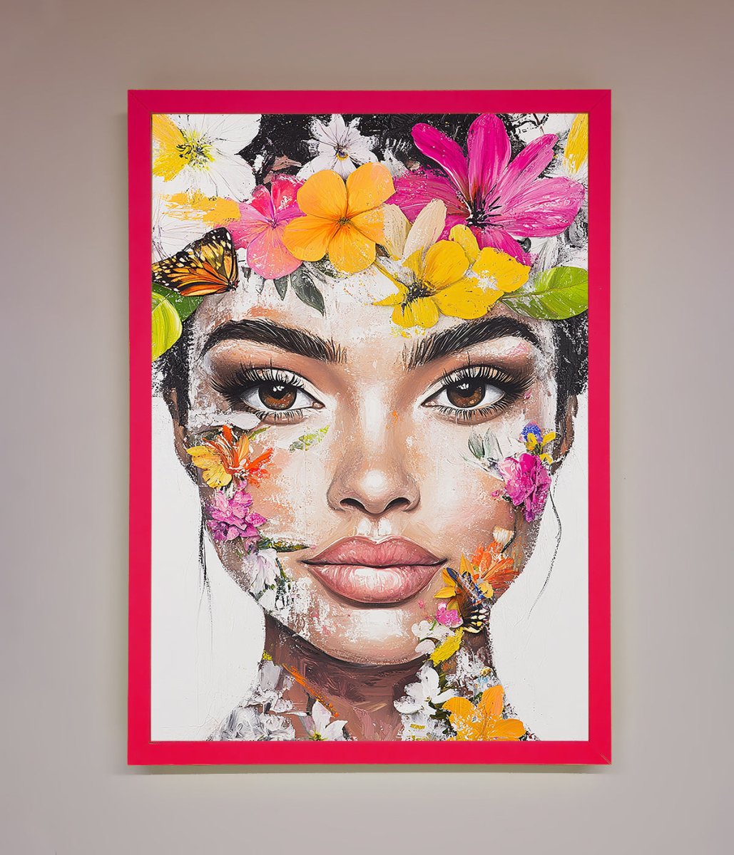 Floral Woman Face Framed Print-13
