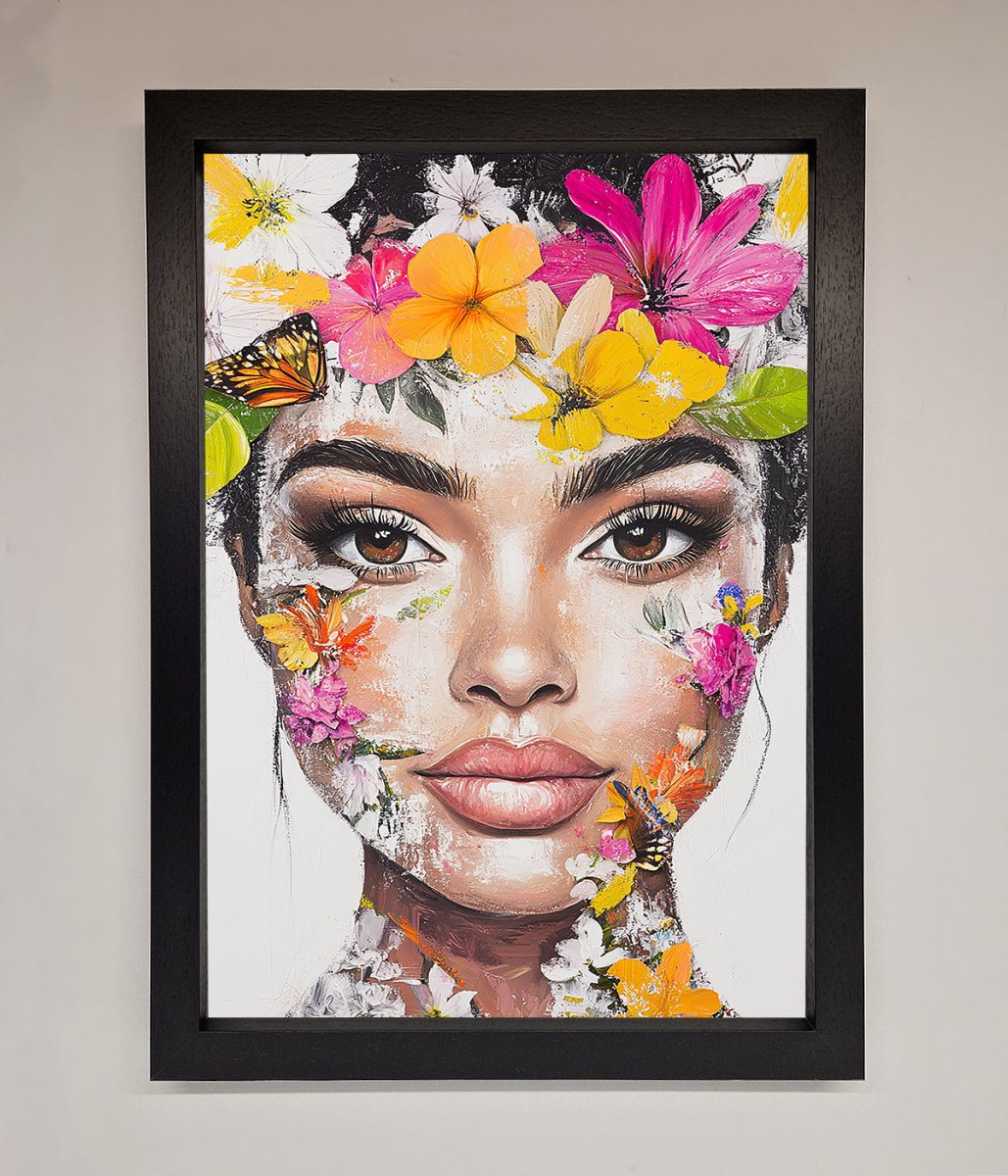 Floral Woman Face Framed Print-1
