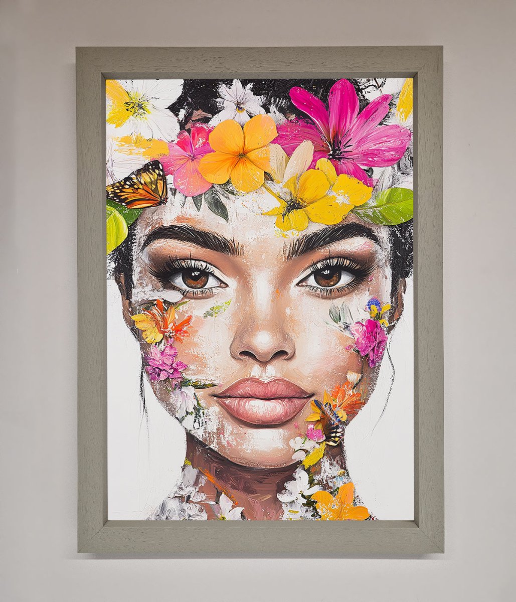 Floral Woman Face Framed Print-3