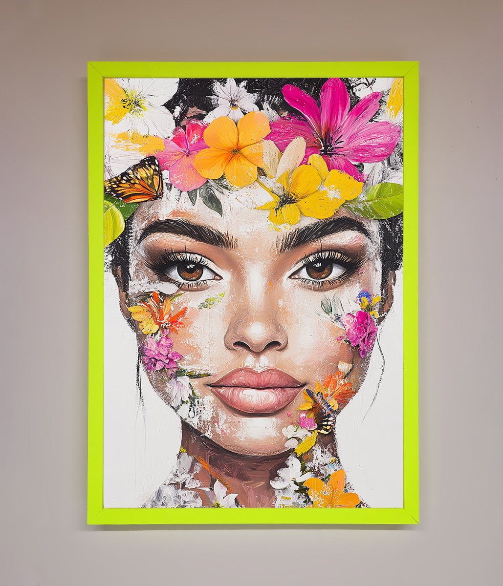 Floral Woman Face Framed Print-12
