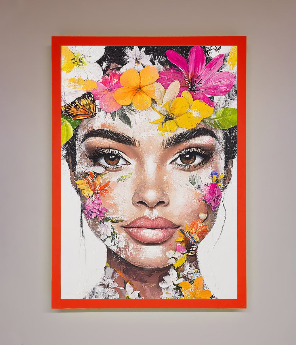 Floral Woman Face Framed Print-14