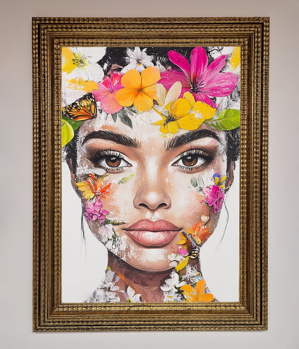 Floral Woman Face Framed Print-15