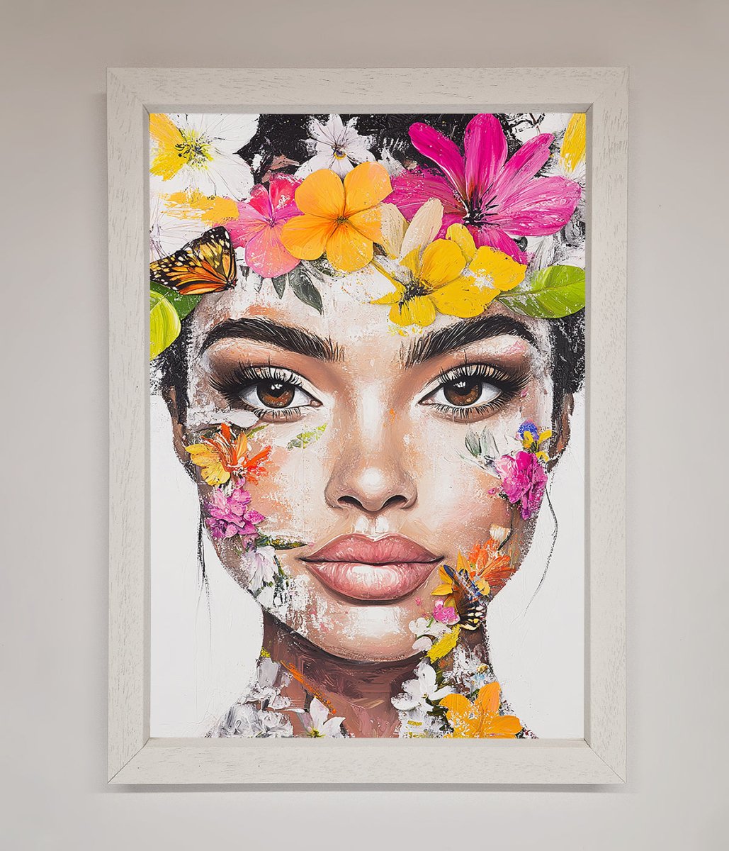 Floral Woman Face Framed Print-2
