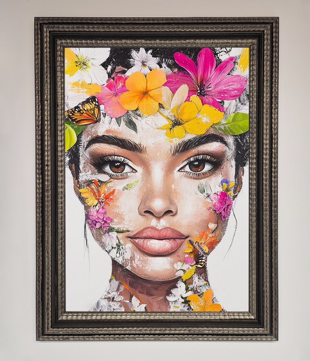 Floral Woman Face Framed Print-17
