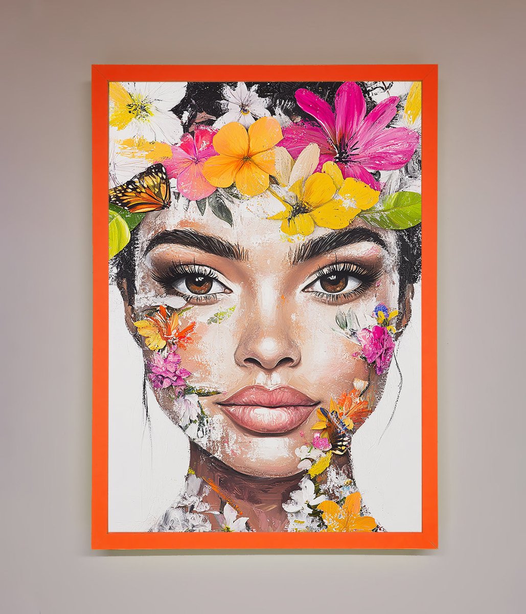 Floral Woman Face Framed Print-10