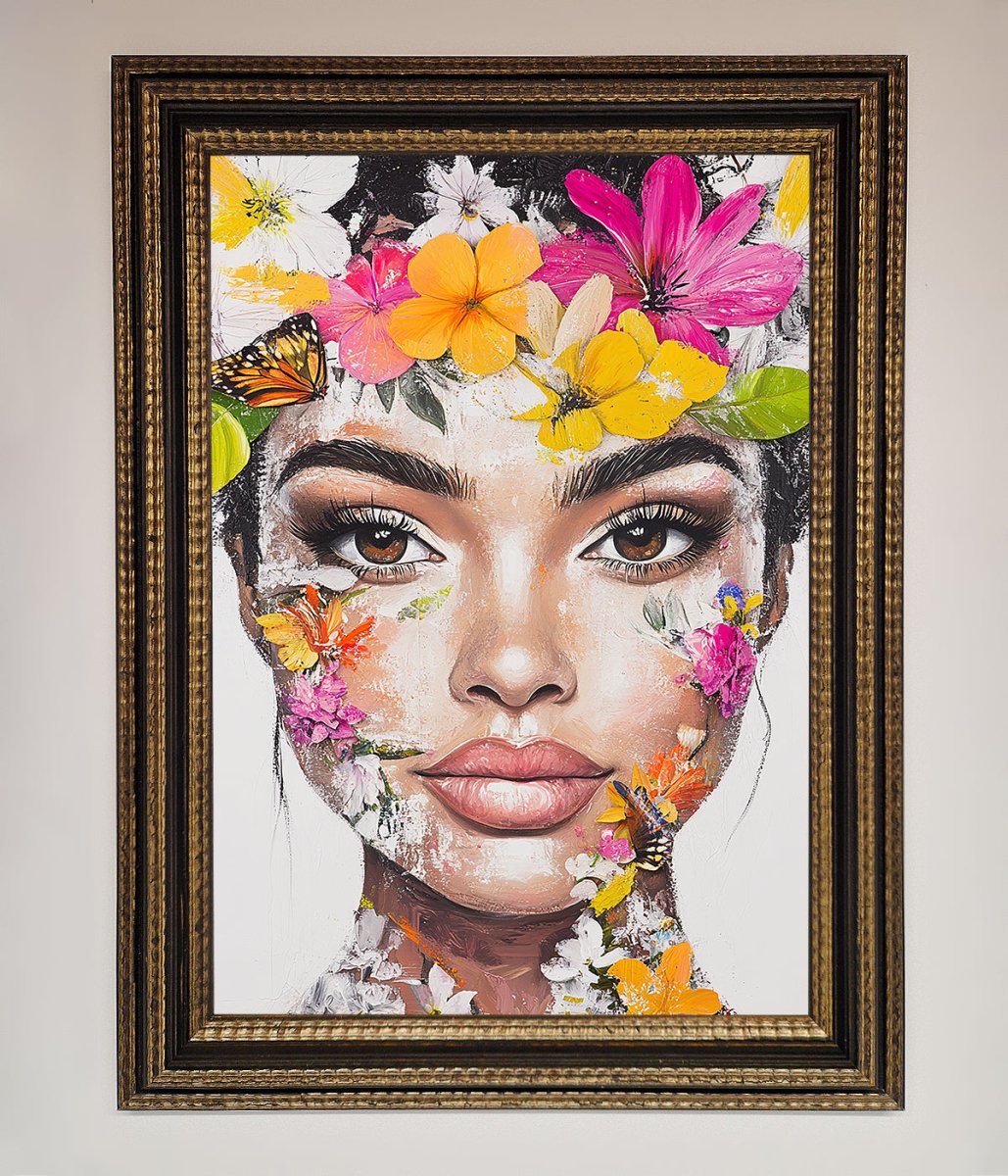 Floral Woman Face Framed Print-18
