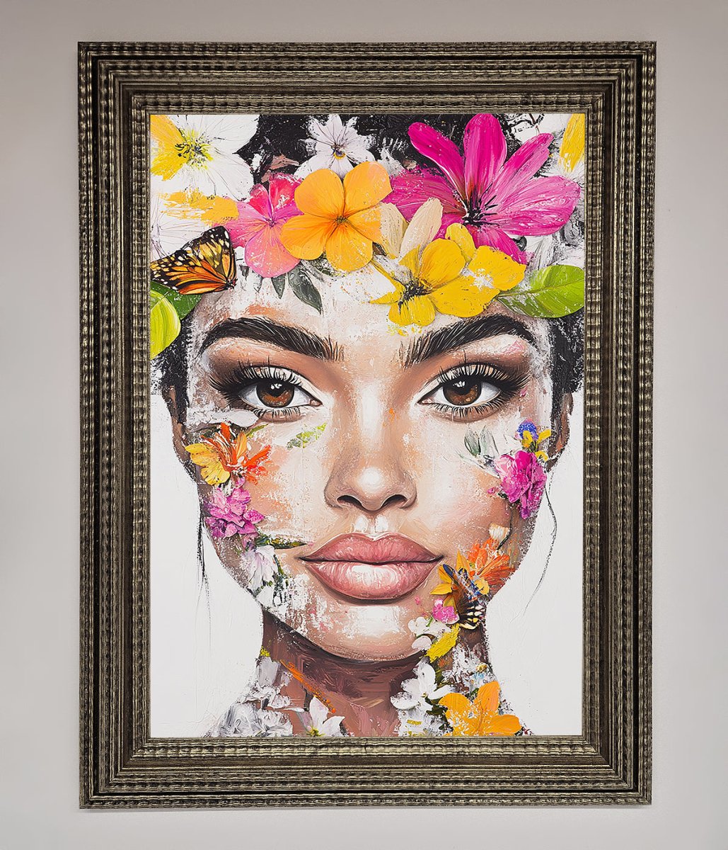 Floral Woman Face Framed Print-16