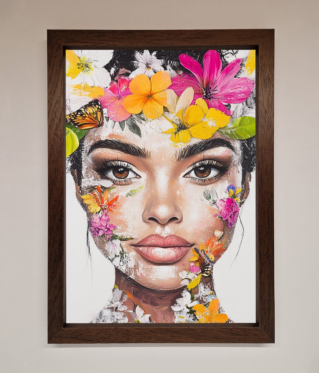 Floral Woman Face Framed Print-9
