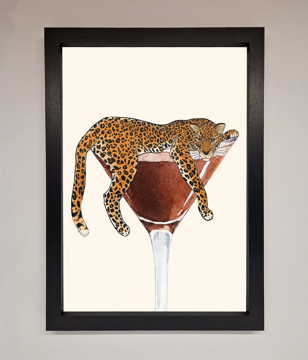 Lazy Leopard Martini Framed Poster-1