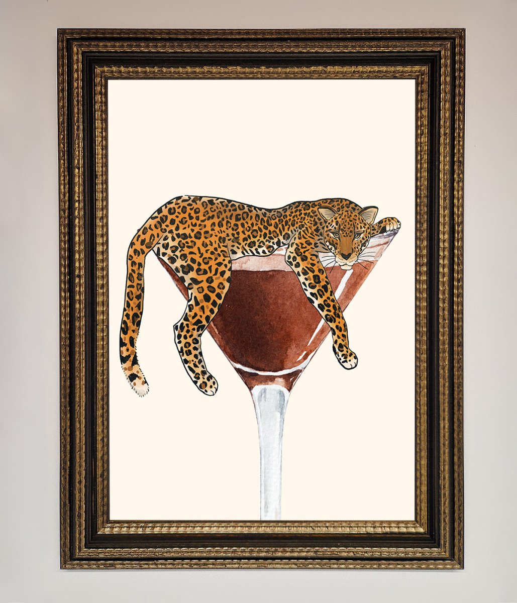 Lazy Leopard Martini Framed Poster-18