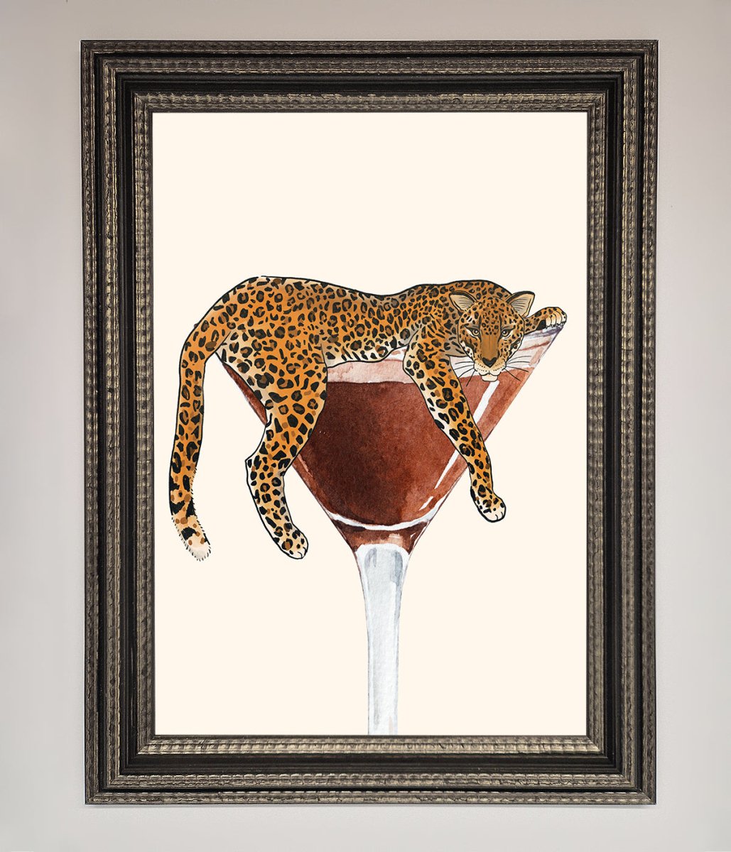 Lazy Leopard Martini Framed Poster-17