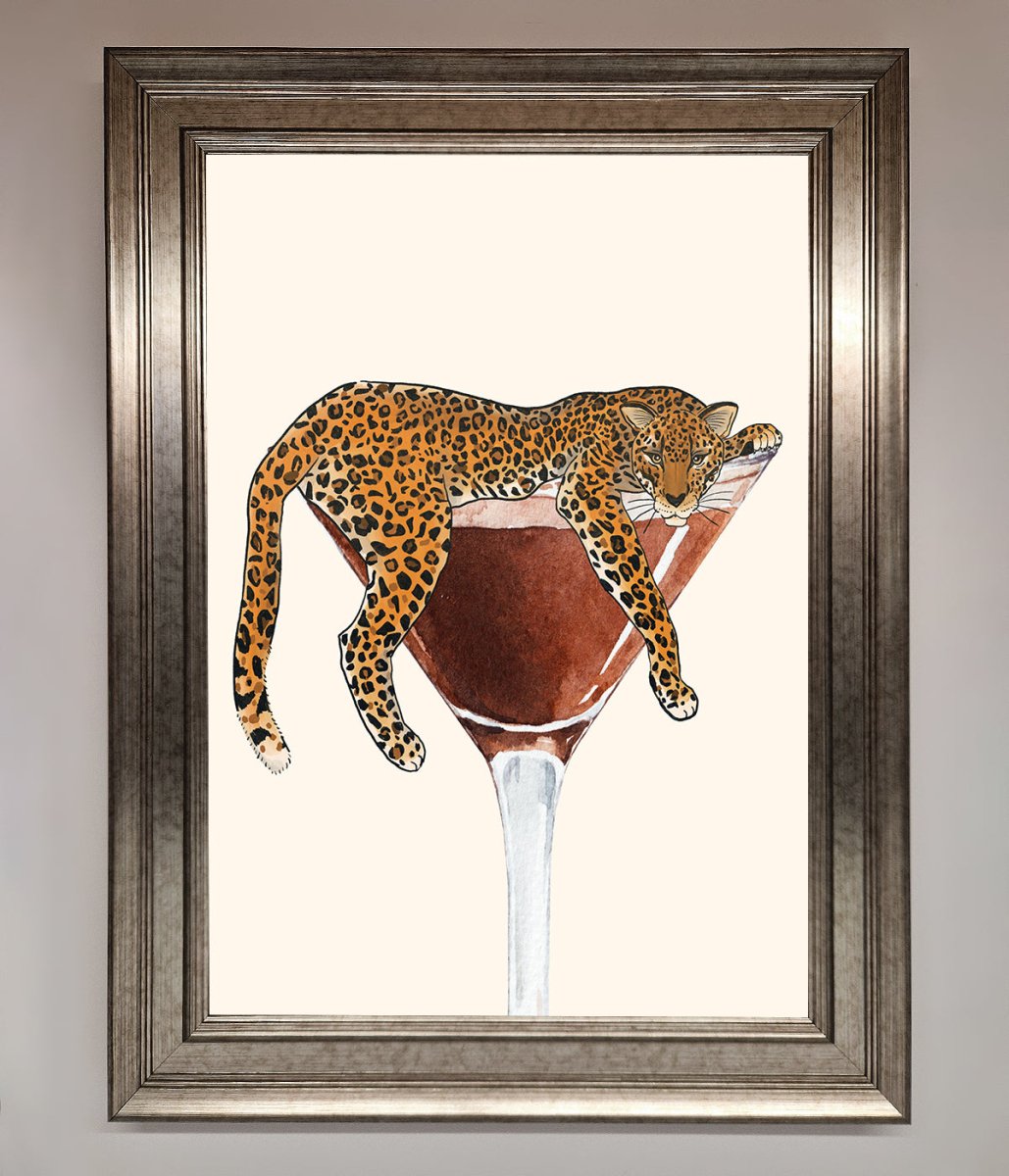 Lazy Leopard Martini Framed Poster-5