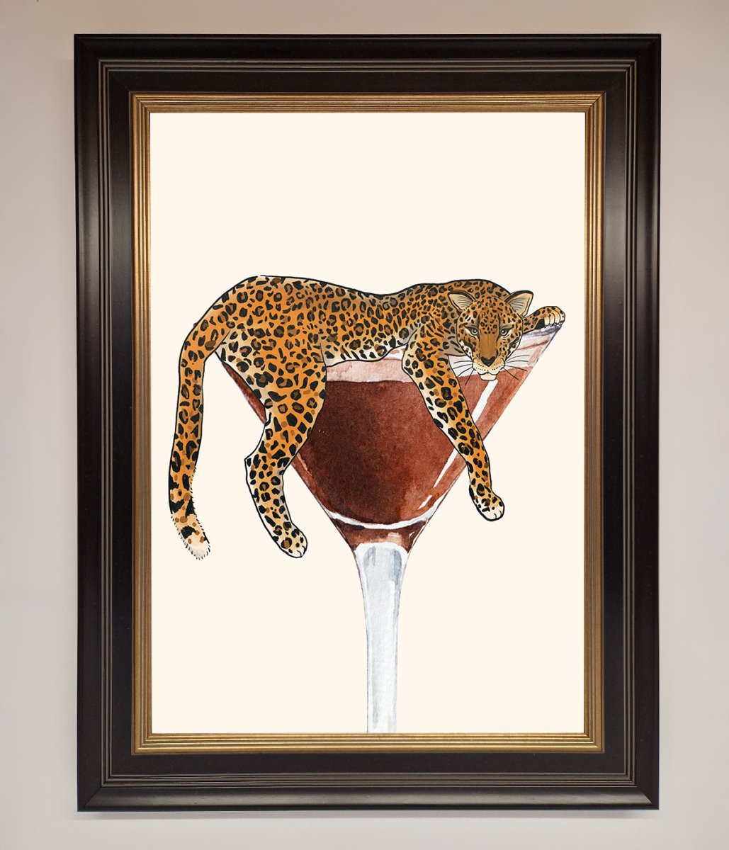 Lazy Leopard Martini Framed Poster-9