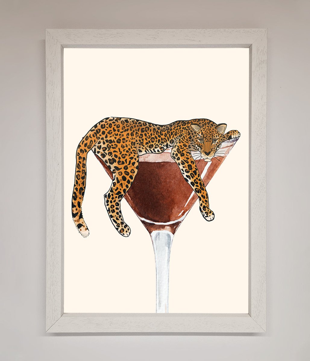 Lazy Leopard Martini Framed Poster-2