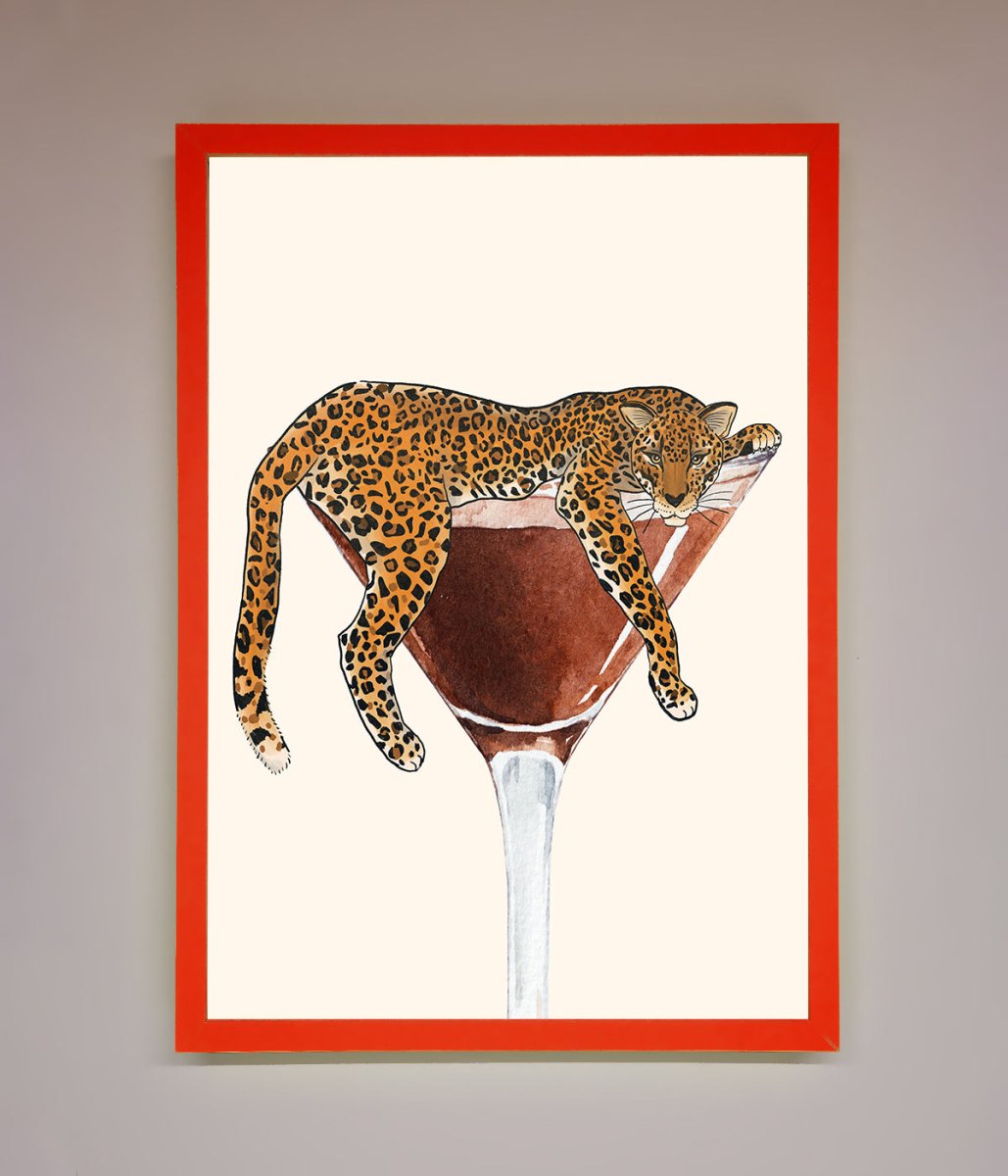 Lazy Leopard Martini Framed Poster-14
